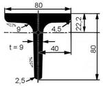 Profil T 80 x 80 x 9 mm válcovaný