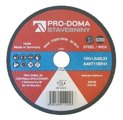 Kotouč řezný ocel nerez PRO-DOMA – 150 × 1,5 mm