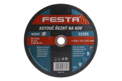 Kotouč řezný kov Festa – 230 × 1,6 × 22,2 mm