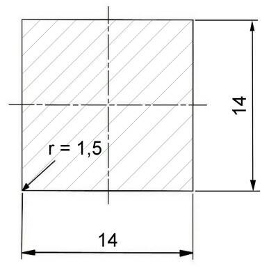 Čtvercová ocel plná 14 x 14 mm